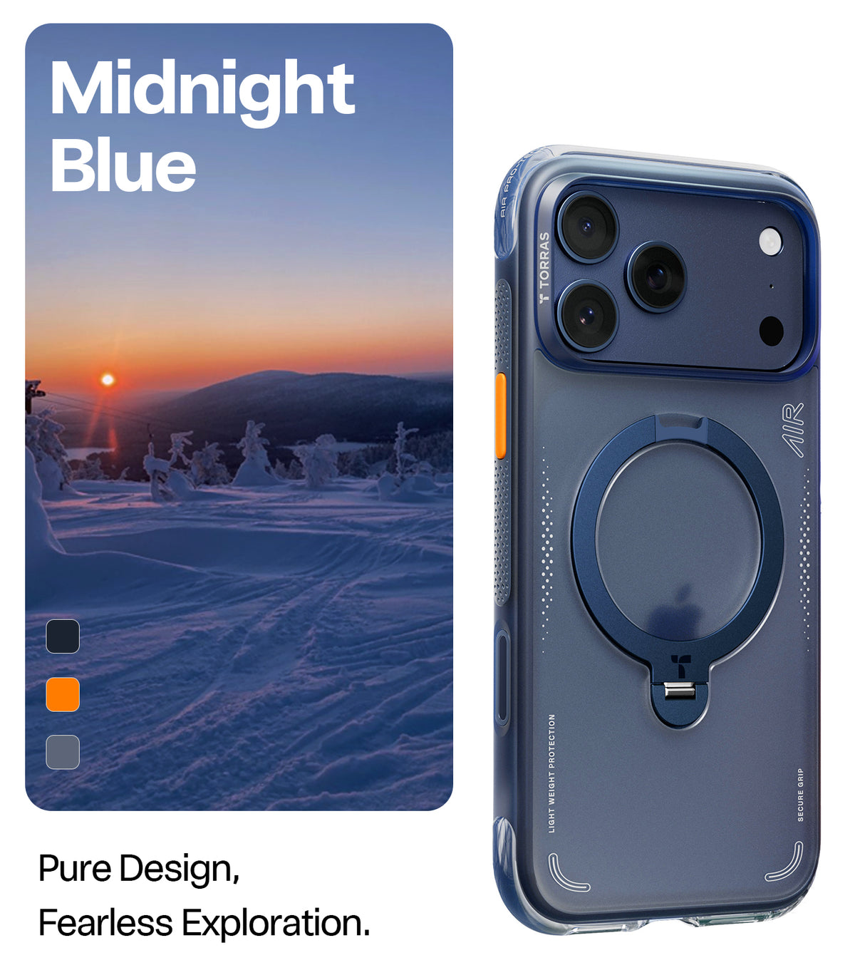 Torras iPhone 17 Pro Max Kuori Ostand Q3 Air Deep Blue