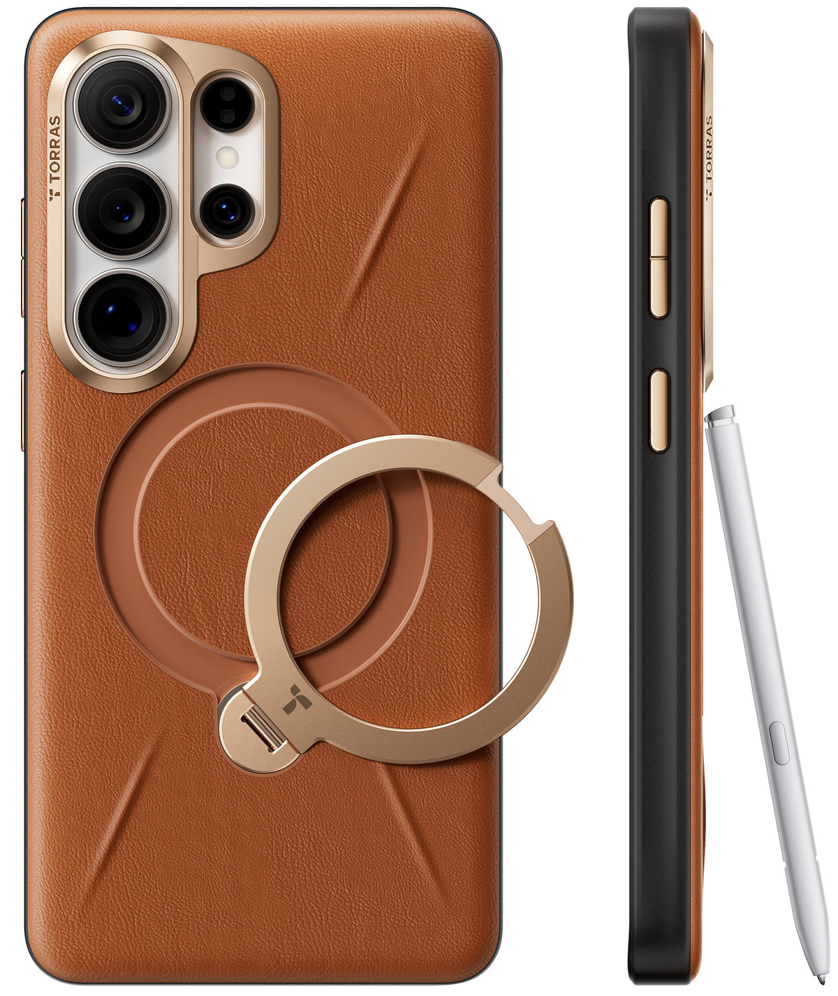 Torras Samsung Galaxy S26 Ultra Kuori Ostand Q3 Vegskin Amber Brown