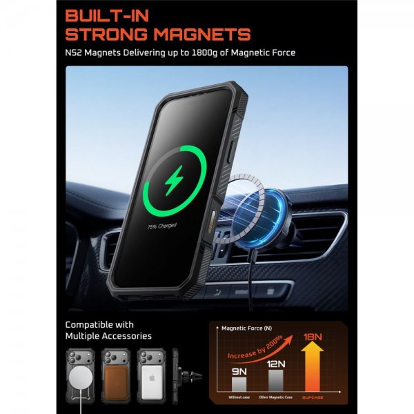Supcase iPhone 17 Pro -kuori UB Grip Pro MagSafe, musta