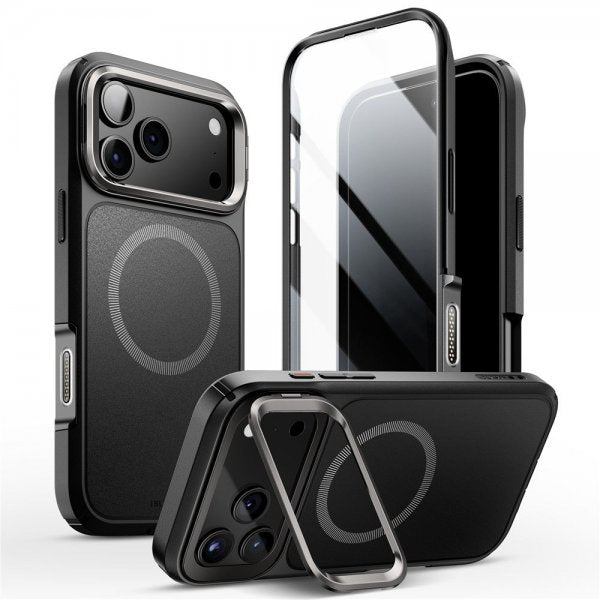 Supcase iPhone 17 Pro Max Ares Flip MagSafe -suojakuori, musta