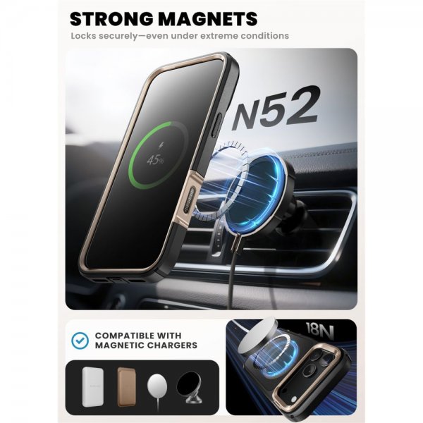 Supcase iPhone 17 Pro Max Ares Flip MagSafe Kultainen kuori