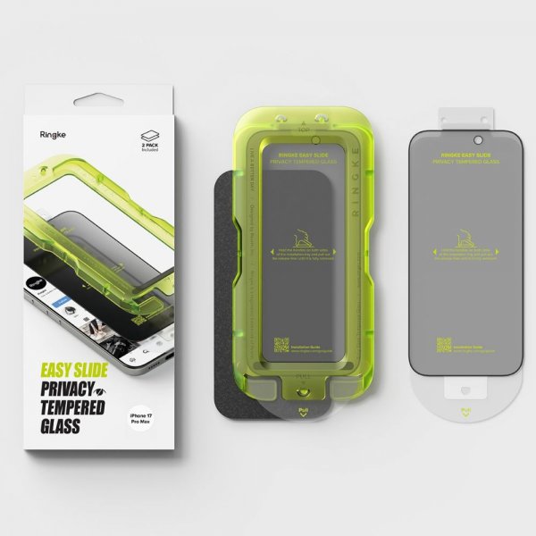 Ringke iPhone 17 Pro -näytönsuoja Easy Slide Privacy 2 kpl