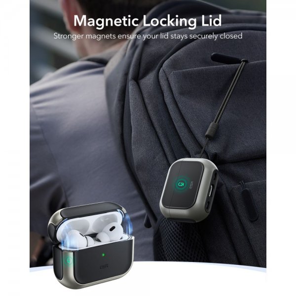 ESR AirPods Pro 3 -kuoret Orbit Hybrid HaloLock, harmaa
