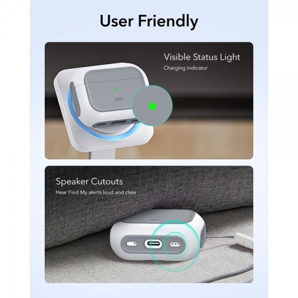 ESR AirPods Pro 3 -kuoret, Orbit Hybrid HaloLock, valkoinen