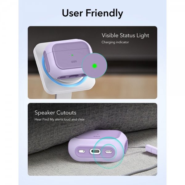 ESR AirPods Pro -suojakuori Orbit Hybrid HaloLock, violetti