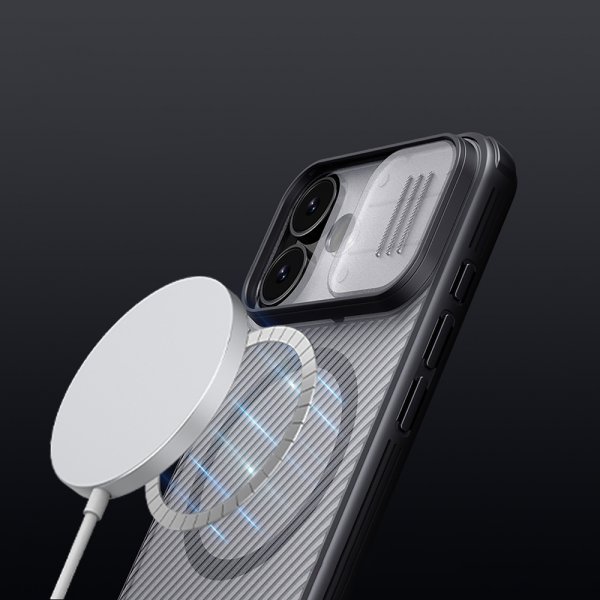 Nillkin iPhone 17 -suojakuori CamShield Pro MagSafe läpinäkyvä musta