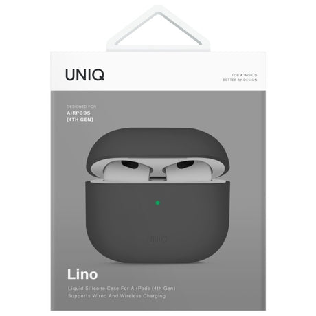 UNIQ AirPods 4 Suojakuori Lino Harmaa