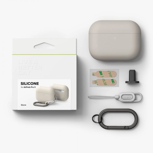 Ringke AirPods Pro 3 -kuori, silikonia, Stone