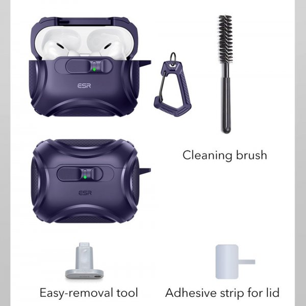 ESR AirPods Pro 3 -kuori Cyber FlickLock MagSafe, violetti
