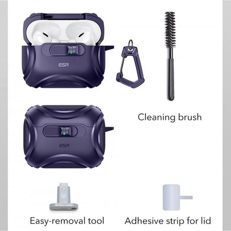 ESR AirPods Pro 3 -kuori Cyber FlickLock MagSafe, violetti