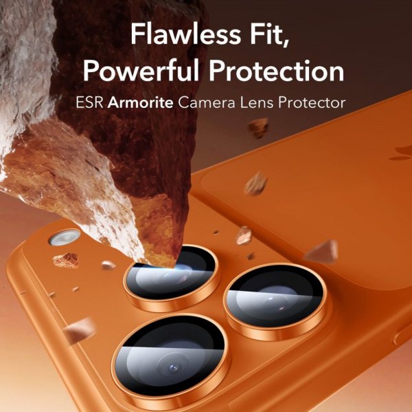 ESR iPhone 14/15/16/17 Pro & Pro Max kameran suojalasi Armorite Orange