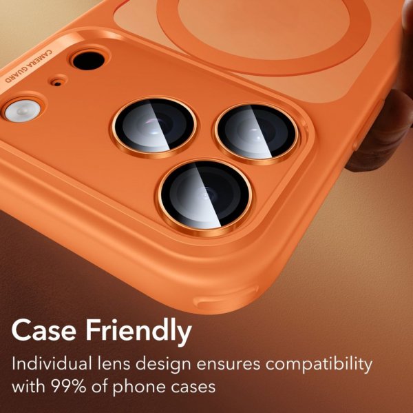 ESR iPhone 14/15/16/17 Pro & Pro Max kameran suojalasi Armorite Orange