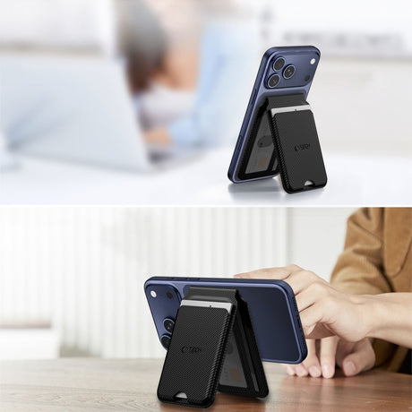Tech-Protect Korttipidike MagWallet Stand MagSafe Hiilikuitu Musta