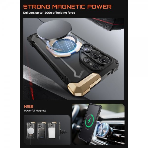 Supcase Samsung Galaxy S26 Ultra -suojakuori UB Grip MagSafe musta-kulta