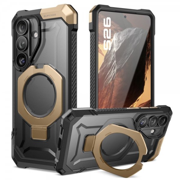 Supcase Samsung Galaxy S26 -suojakuori UB Grip MagSafe musta kulta