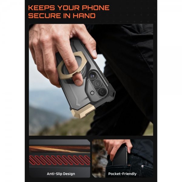 Supcase Samsung Galaxy S26 -suojakuori UB Grip MagSafe musta kulta