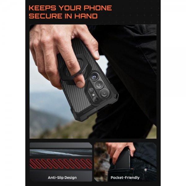 Supcase Samsung Galaxy S26 Ultra -suojakuori UB Grip MagSafe Aramid Musta