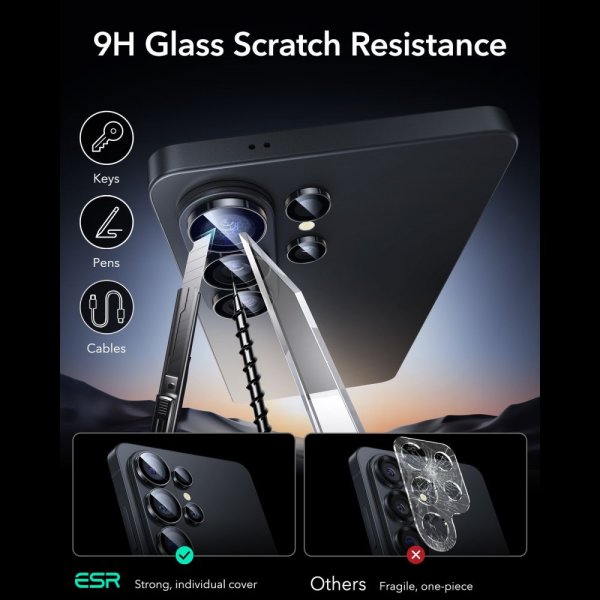 ESR Samsung Galaxy S26 Ultra kameran suojalasi Armorite Musta