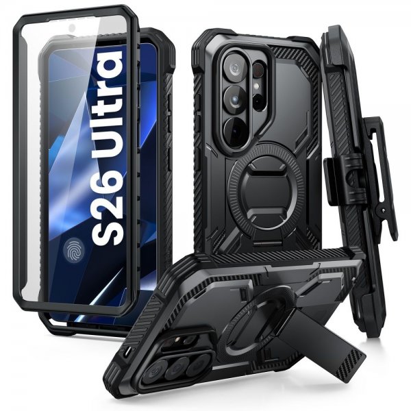 Supcase Samsung Galaxy S26 Ultra -suojakuori ArmorBox Clip MagSafe Musta