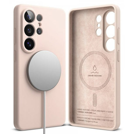Ringke Samsung Galaxy S26 Ultra -silikonisuojakuori magneettikiinnityksellä, pinkki
