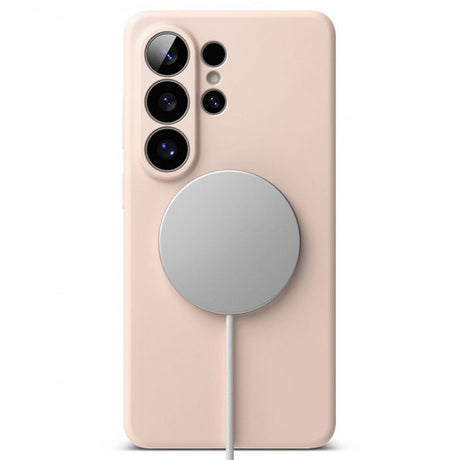 Ringke Samsung Galaxy S26 Ultra -silikonisuojakuori magneettikiinnityksellä, pinkki