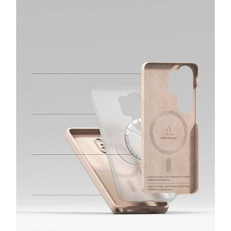 Ringke Samsung Galaxy S26 Ultra -silikonisuojakuori magneettikiinnityksellä, pinkki
