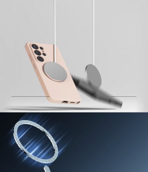 Ringke Samsung Galaxy S26 Ultra -silikonisuojakuori magneettikiinnityksellä, pinkki