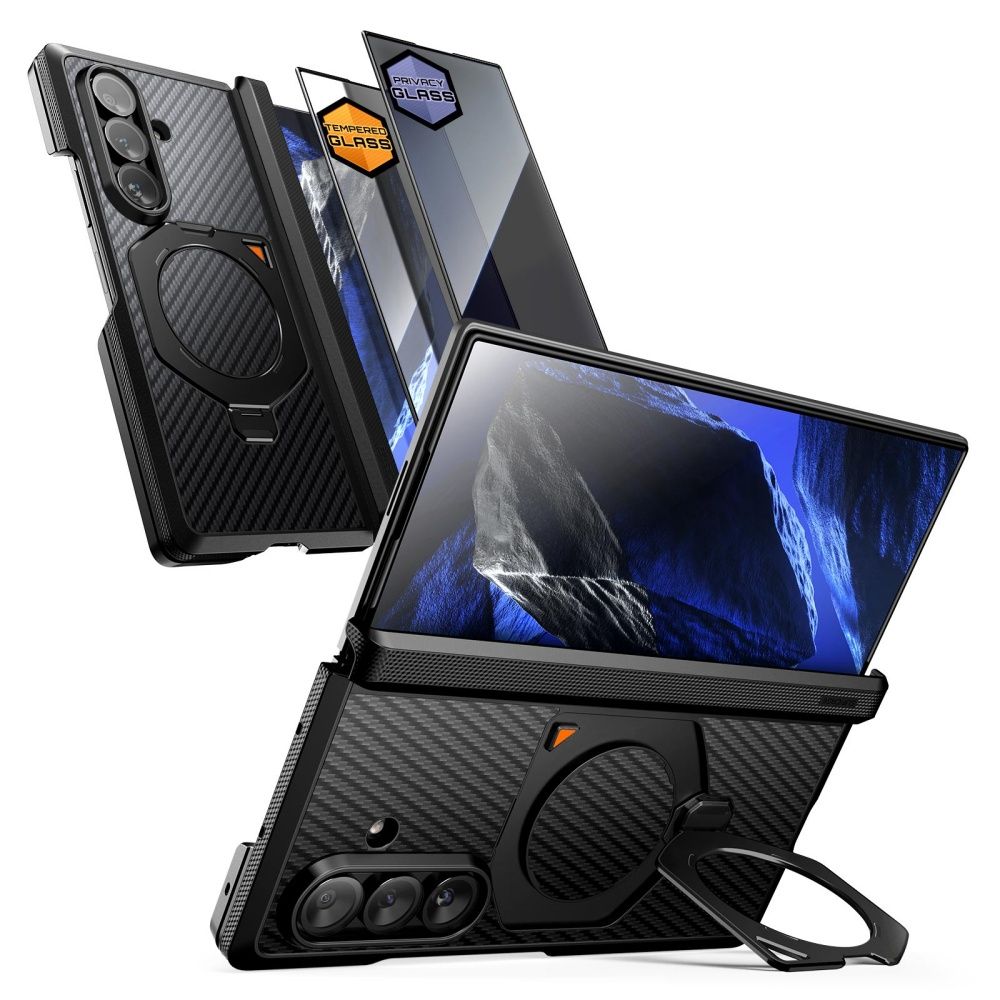 Supcase Samsung Galaxy Z Fold 8 Ultra Kuori Aero MagSafe Hiilikuitu Musta