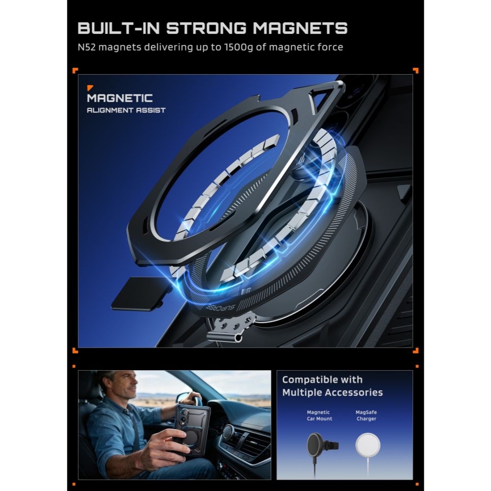 Supcase Samsung Galaxy Z Fold 8 Kuori UB Grip MagSafe Musta