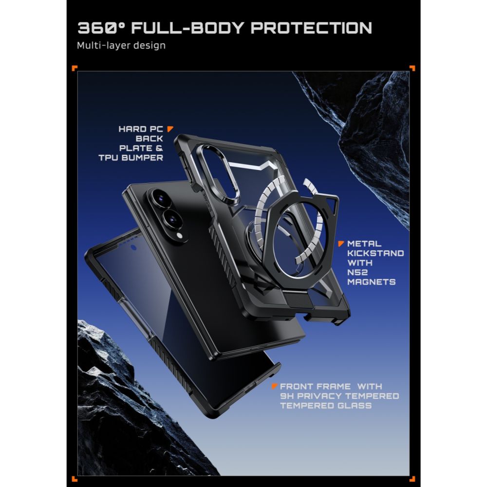 Supcase Samsung Galaxy Z Fold 8 Kuori UB Grip MagSafe Musta