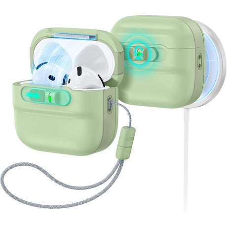 ESR AirPods 4/5 Kuori Pulse FlickLock HaloLock Vihreä