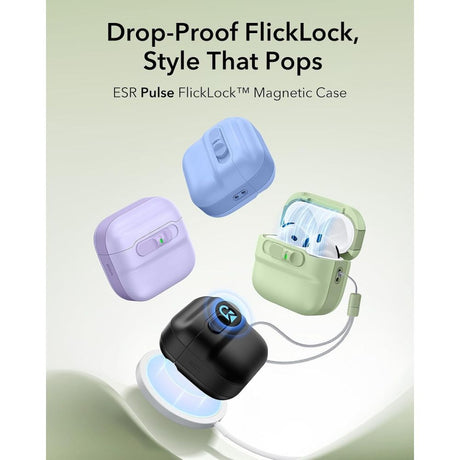 ESR AirPods 4/5 Kuori Pulse FlickLock HaloLock Vihreä