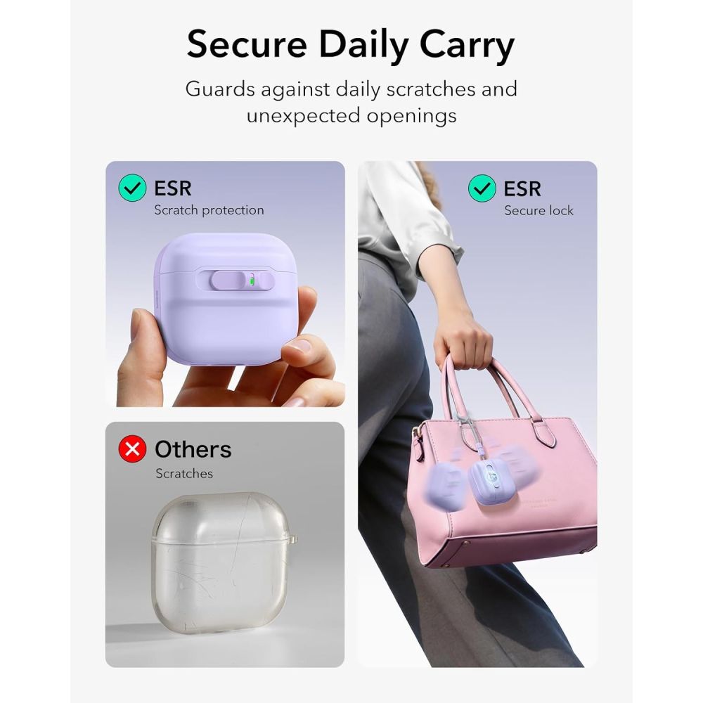 ESR AirPods 4/5 Kuori Pulse FlickLock HaloLock Violetti