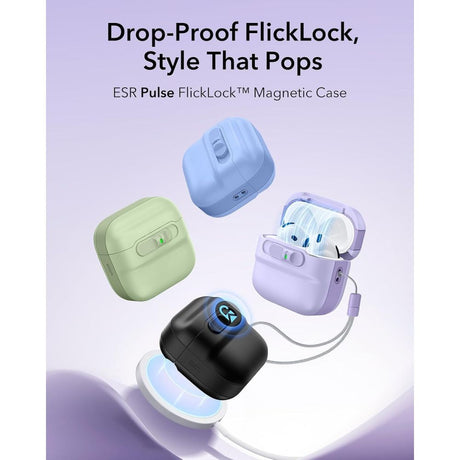 ESR AirPods 4/5 Kuori Pulse FlickLock HaloLock Violetti