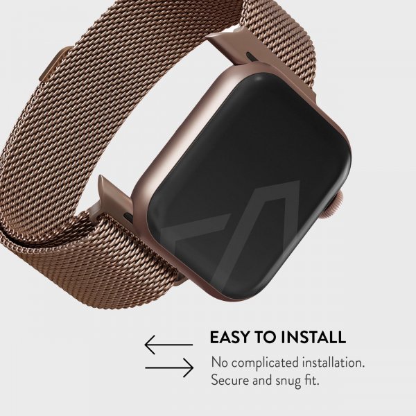 Burga Apple Watch 38/40/41/42mm ranneke, metalliverkko, ruusukulta