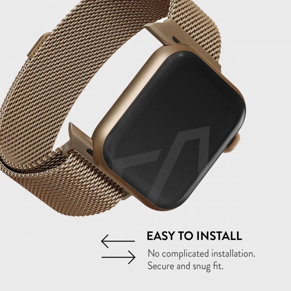 Burga Apple Watch 44/45/46mm/Ultra 49mm ranneke, metalliverkko, kulta