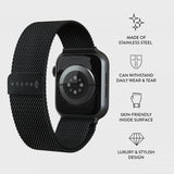 Burga Apple Watch 44/45/46mm/Ultra 49mm ranneke Metal Mesh, musta