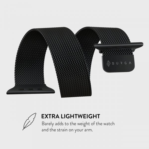 Burga Apple Watch 38/40/41/42mm Metalliverkkoranneke Musta