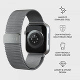 Burga Apple Watch 38/40/41/42mm ranneke, metalliverkko, hopea