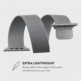 Burga Apple Watch 38/40/41/42mm ranneke, metalliverkko, hopea