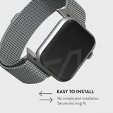 Burga Apple Watch 38/40/41/42mm ranneke, metalliverkko, hopea