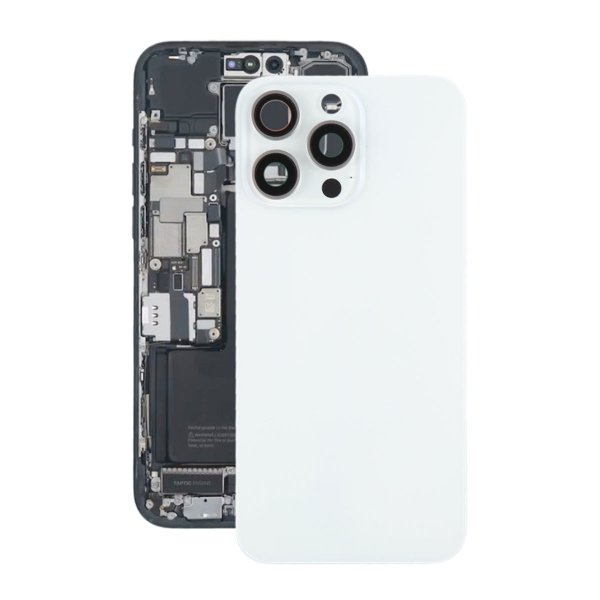 iPhone 15 Pro Max Takalasi Magneetilla ja Kameran Linssillä - Valkoinen Titaani
