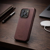 Mujjo iPhone 17 Pro Kuori Täysnahkainen Kotelo MagSafe Pronssi Punainen