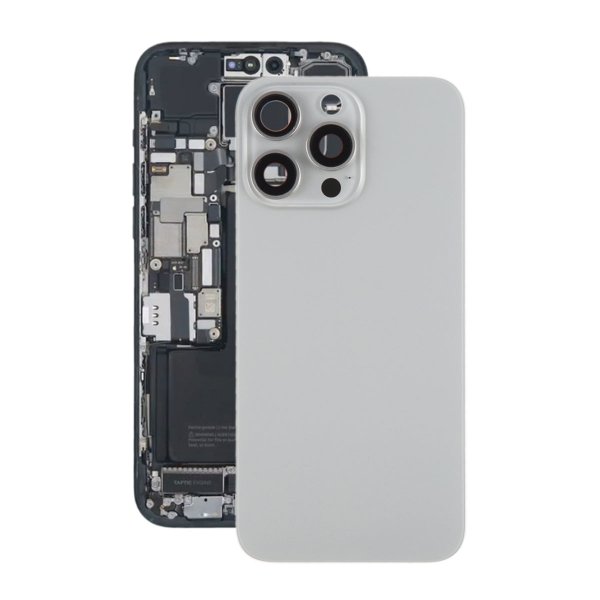 iPhone 15 Pro Max Takalasi Magneetilla ja Kameran Linssillä - Luonnollinen Titaani
