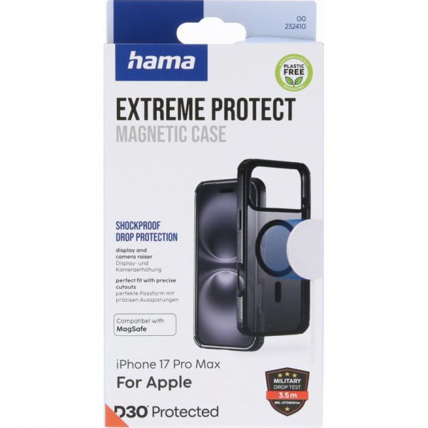 Hama iPhone 17 Pro Max Extreme Protect MagSafe -kuori, musta