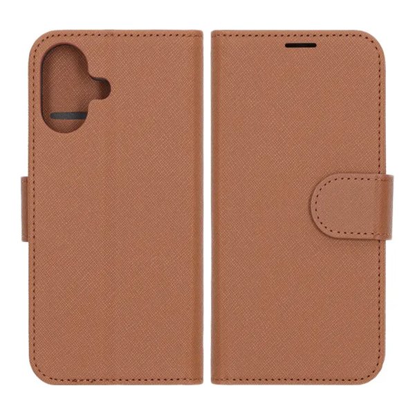 iPhone 17 suojakuori, jossa korttipaikka ja jalustatoiminto, ruskea