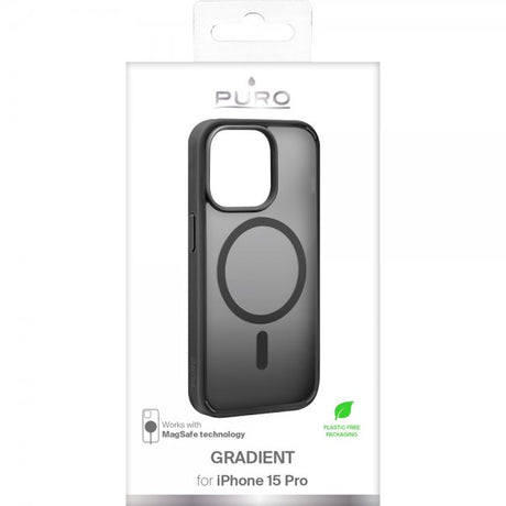 Puro iPhone 15 Pro -suojakuori, Gradient MagSafe, musta