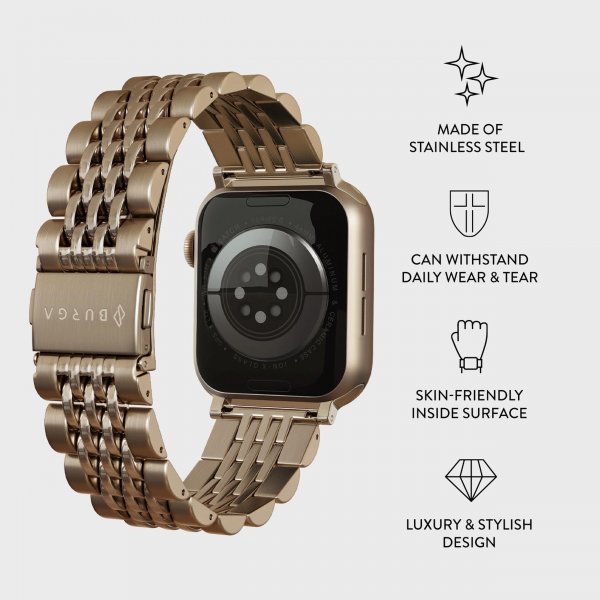 Burga Apple Watch 38/40/41/42mm Metalliranneke Kulta