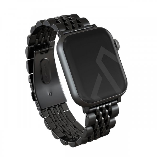 Burga Apple Watch 38/40/41/42mm Metalliranneke Musta