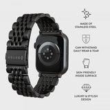 Burga Apple Watch 44/45/46mm/Ultra 49mm Ranneke Metalli Musta